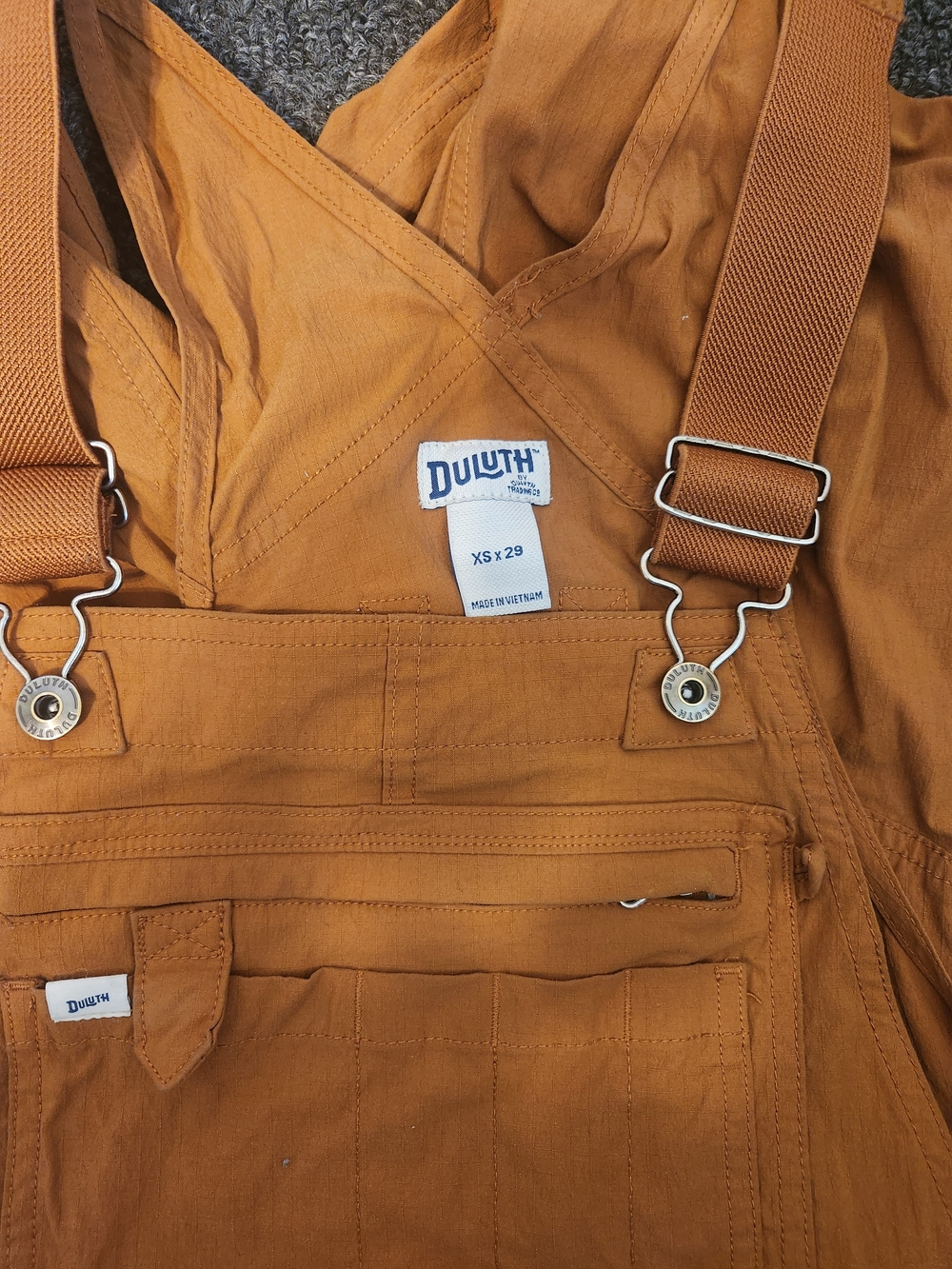 Duluth Trading Co Carhartt-Style Brown/Orange Overalls Bib - Picture 3 of 4